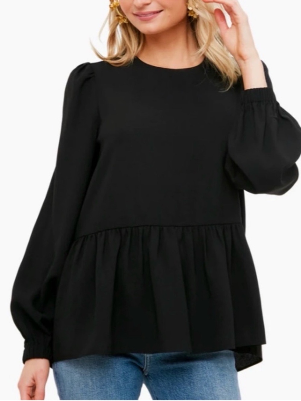 Pomander Place Black Carlota Peplum Blouse